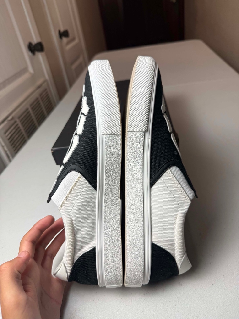 Used Amiri Skeleton Slip On Sneaker Men's Black White Bone Sz 43 / US 10 - Picture 3 of 7